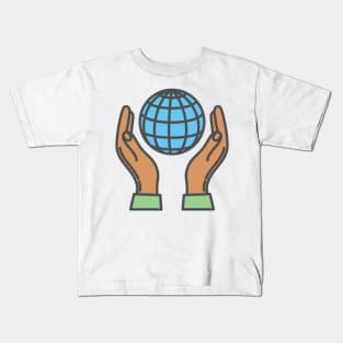 World In The Palm Of Your Hands Environment Icon Kids T-Shirt